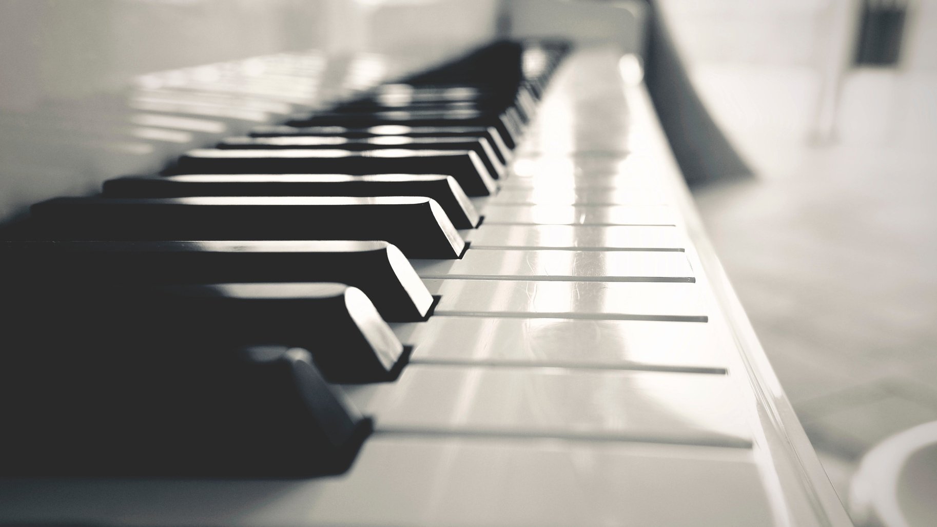 Piano keys closeup 